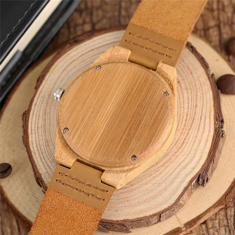 Мужские кварцевые часы ручной работы деревянные бамбуковые с модным циферблатом