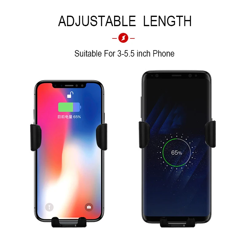 Allvcover автомобиль тяжести крепление Qi Беспроводной Зарядное устройство для iPhone X 8