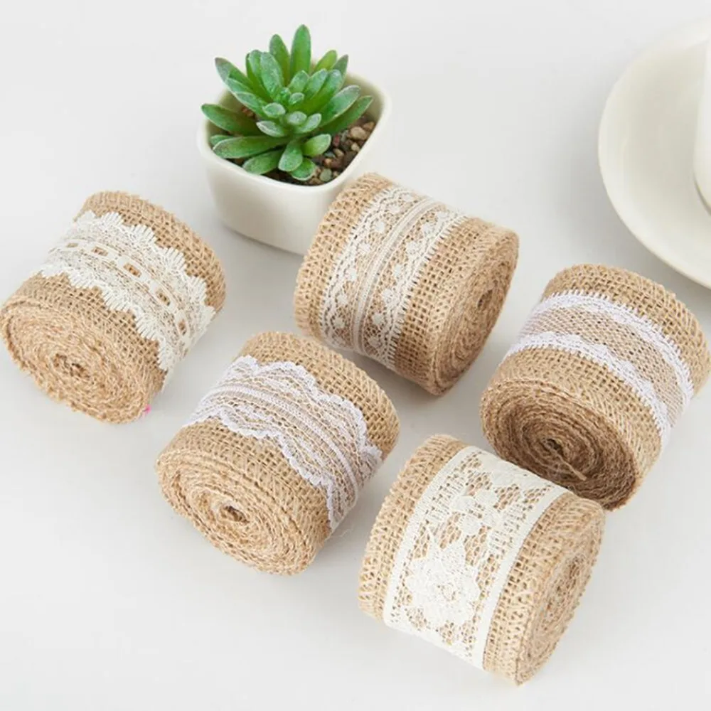 2 м DIY кружевной льняной рулон джутовые гессианские украшения деревенские
