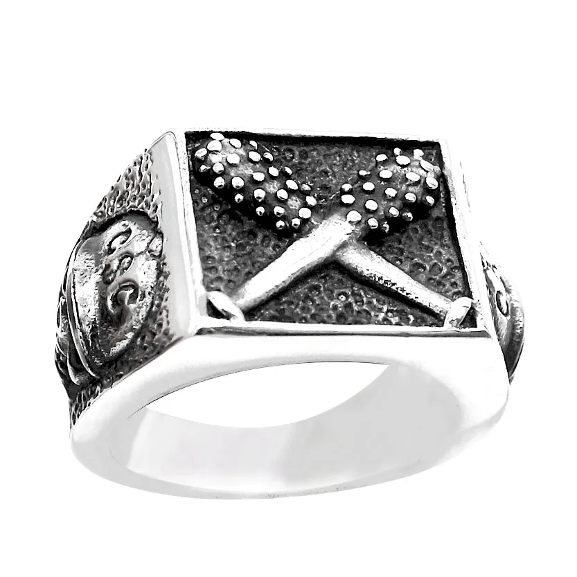 KLDY хип-хоп мужское кольцо Череп из нержавеющей стали бейсбольное металлический