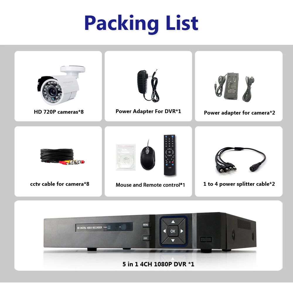 8CH CCTV система Беспроводная 1080P HD DVR 8 шт 2.0MP ИК наружная Водонепроницаемая P2P видео