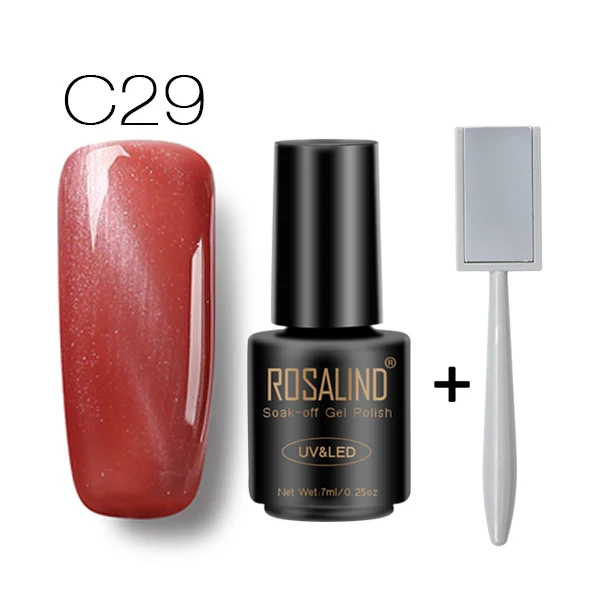 C29 with Magnet ROSALIND магнит кошачьи глаза 30 цветов Гель-лак для ногтей Светодиодный УФ Гель-лак для ногтей Полупостоянный 7 мл Гель-лак для ногтей - Цвет: C29 with Magnet