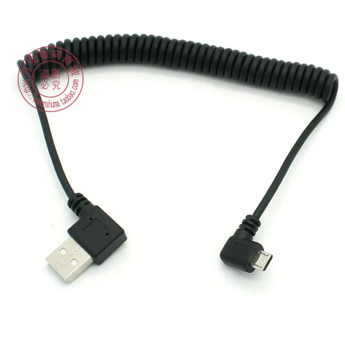 Micro usb штекер 90 градусов левый угловой к пружинный выдвижной Эластичный кабель