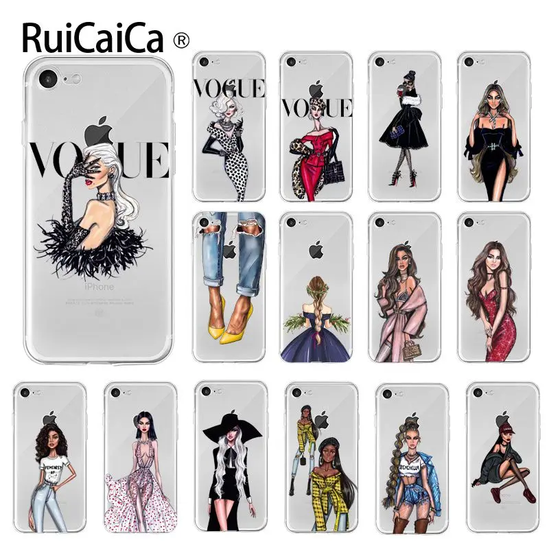 Ruicaica VOGUE Рождество девушка Coque Оболочка Чехол для телефона iPhone 5 5Sx 6 7 7plus 8 8Plus X XS MAX