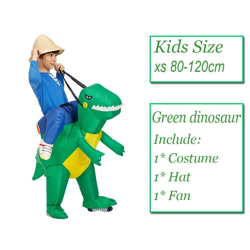 Green dinosaur 1003B Костюм для косплея, надувной динозавр, Детский костюм для косплея, единорог, T-REX, одежда, костюмы на Хэллоуин для женщин и мужчин, фантазийные вечерние комбинезоны - Цвет: Green dinosaur 1003B