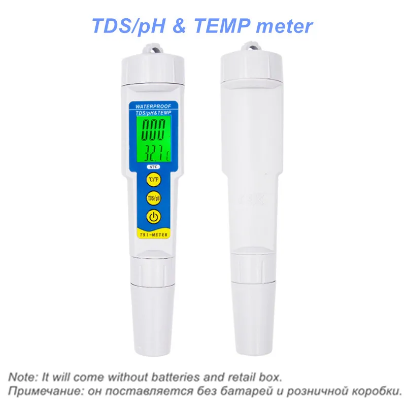 Профессиональный рН-метр тестер качества воды TDS/PH/EC Тестер температуры Ручка проводимость качество воды измерительные инструменты - Цвет: TDS PH TEMP Meter