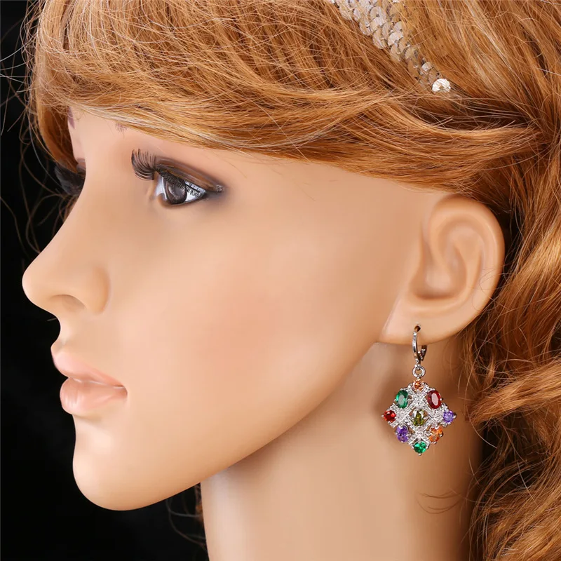 Mix-Color Crystal Earrings For Women Fashion Jewelry Yellow Gold Color Vintage AAA Cubic Zriconia Drop E1108 | Украшения и