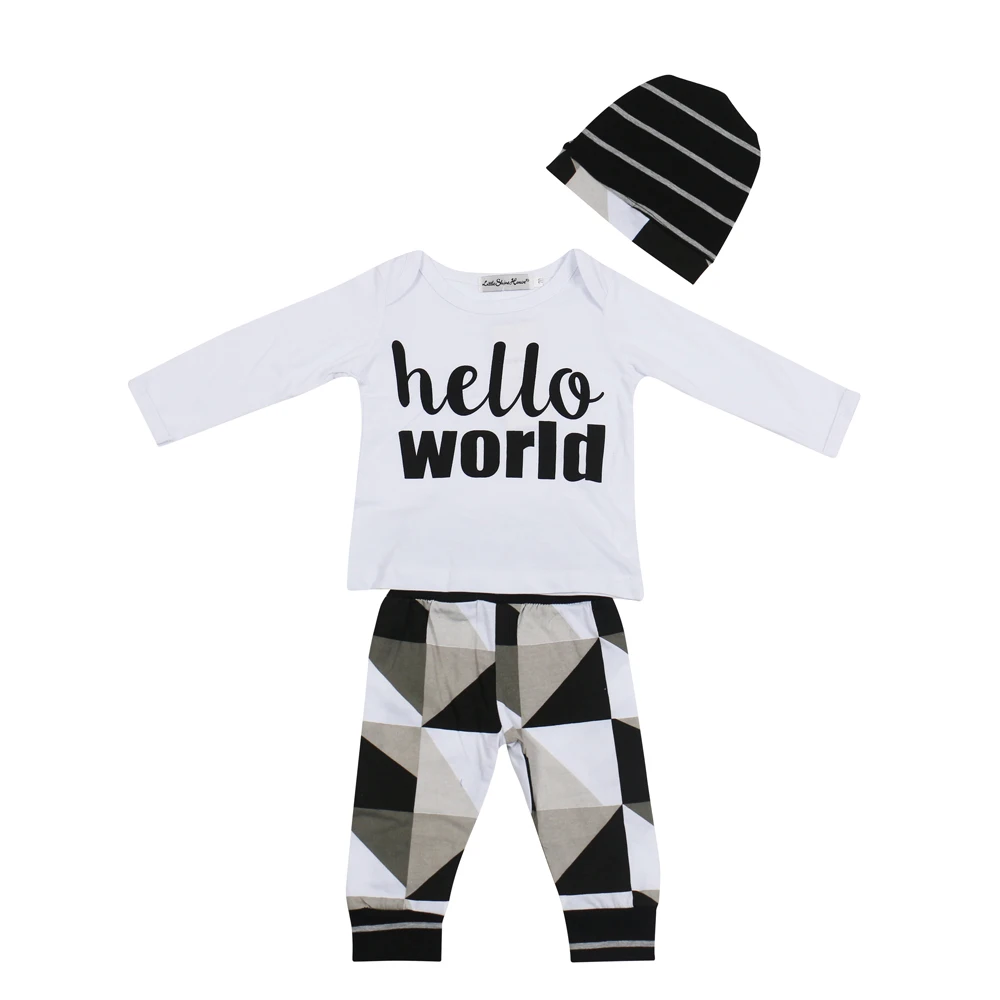 Комплект одежды для маленьких мальчиков и девочек 3 предмета: футболка с длинным