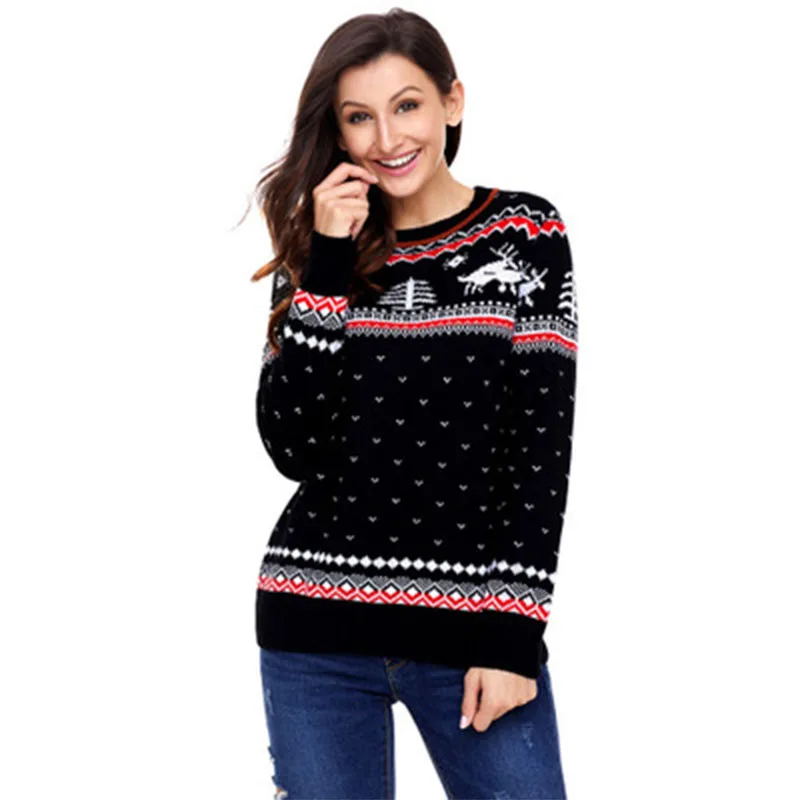 Hot Sale Knit Sweater In Stock Winter Pullover Christmas Jumper Pull Oversize Femme Halloween New Arrival Black | Женская одежда
