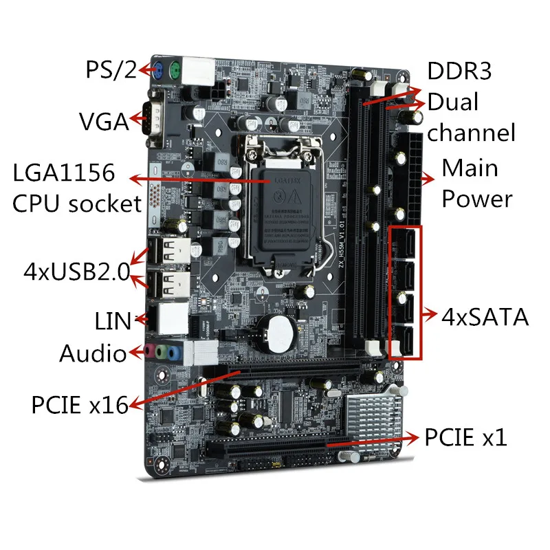 2018 новая P55 настольная материнская плата LGA1156 pin DDR3 8G Intel Core i3 15 17 серия Дискретная
