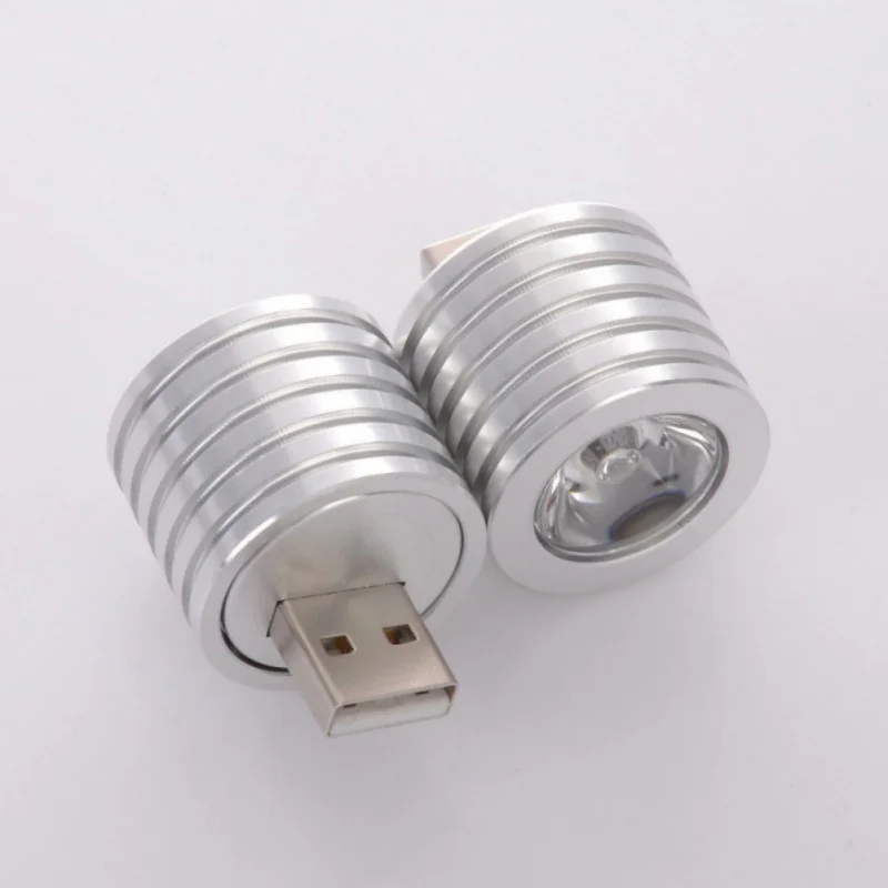 Мини USB LED мото прожектор лампа Мобильная мощность гибкий фонарик фара серебро