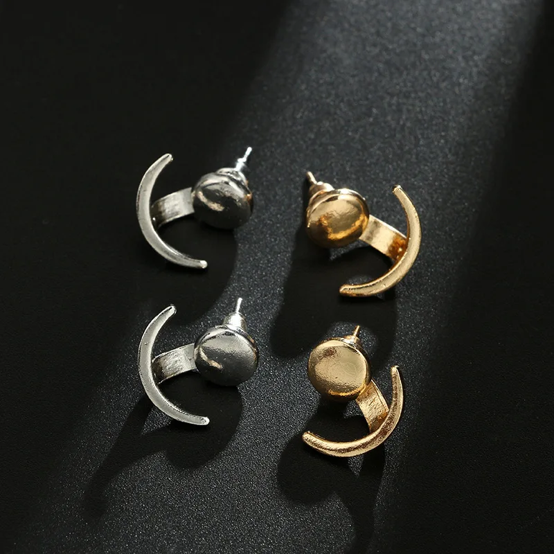 

New Fashion Geometric Gold Silvery Earrings For Women Round Design Elegant Earrings Birthday Wedding Gift Stud Ear Brincos E90