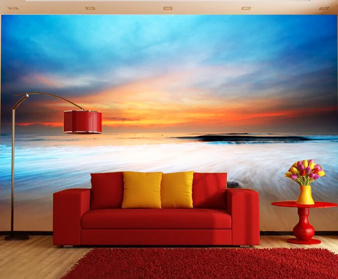 

[Self-Adhesive] 3D Twilight Scenery Beach 2 Wall Paper mural Wall Print Decal Wall Murals