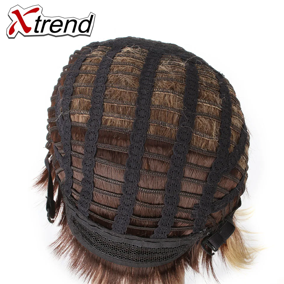 Короткий синтетический парик Xtrend прямые волосы для женщин Ombre блонд высокая