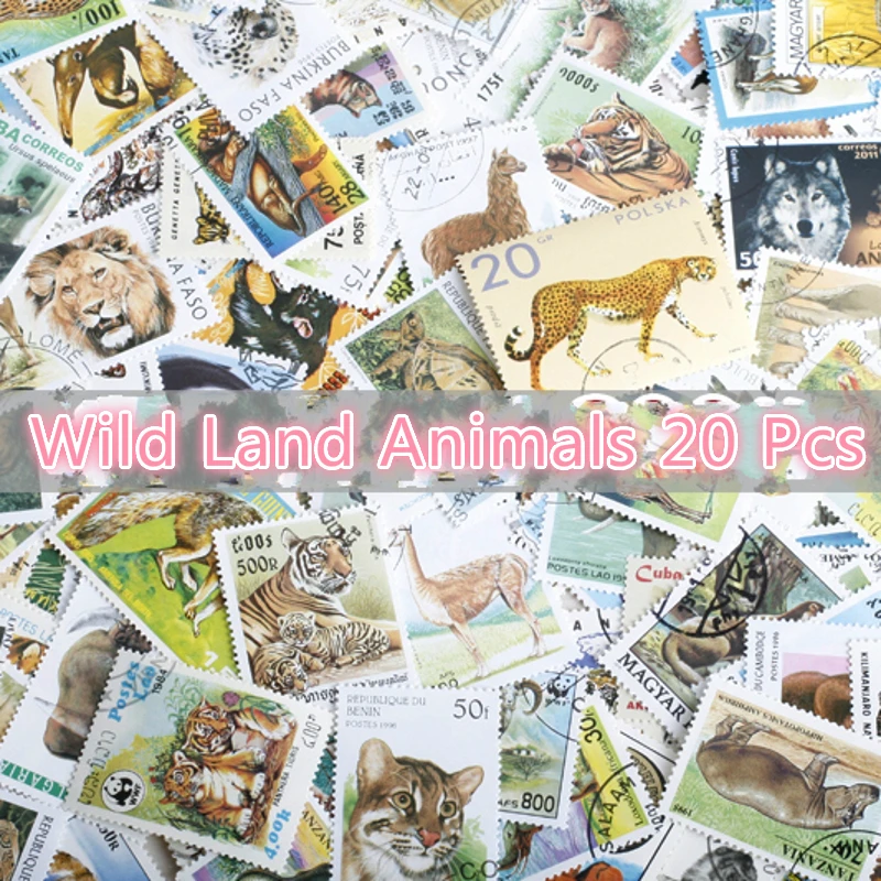 Новинка 20 шт./лот World Wild Land животные марки все разные из многих стран не