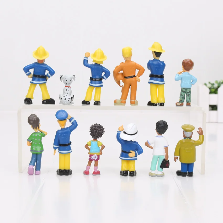 12 шт./компл. Аниме Фигурка Fireman Sam фигурка детские игрушки 3-6 см милый мультяшный
