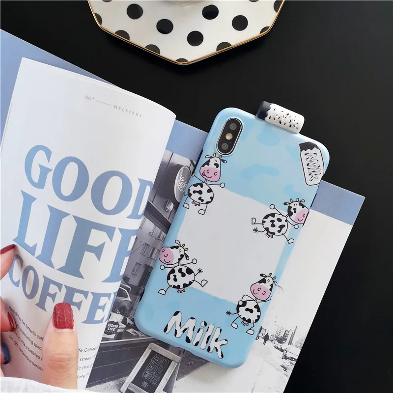 Funny dairy cow Soft TPU Toy Cover For iPhone 6 6S 7 8 Plus X XR XS Max Cute Milk Phone Case IMD Toys |