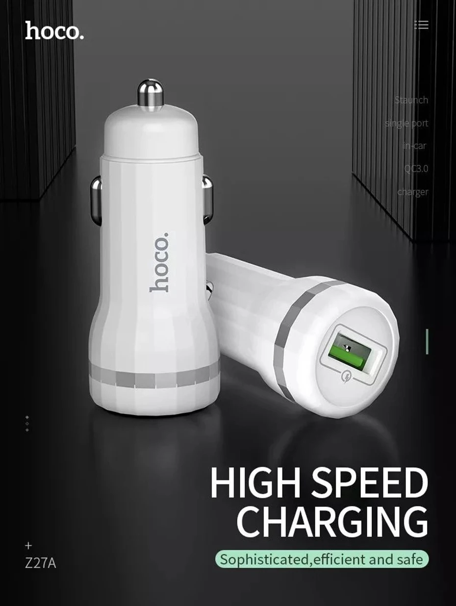 HOCO Mini Quick Charge 3,0 Автомобильное зарядное устройство 18 Вт Быстрое QC 3,0 USB Автомобильное зарядное устройство для телефона s для Xiaomi samsung S9 huawei мобильное зарядное устройство в автомобиле