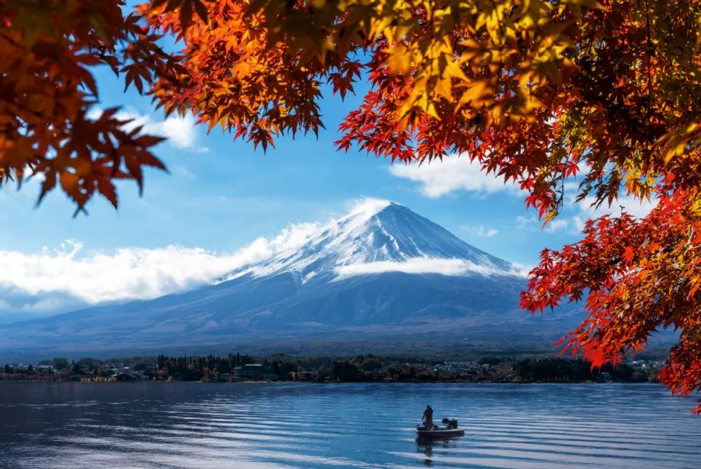 

7x5ft Japan Mount Fuji Autumn Lake Custom Washable No Wrinkle Banner Photo Studio Background Backdrop Thicker Polyester Fabric
