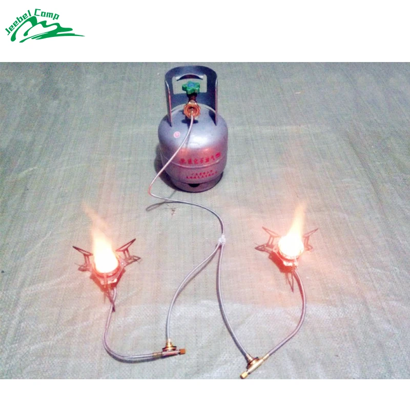 

one-pull-two Outdoor Camping Gas Stove Burner Safe Switching Valve Adapter for 2 stoves Connected to Liquefied Tank Gas Cylinder