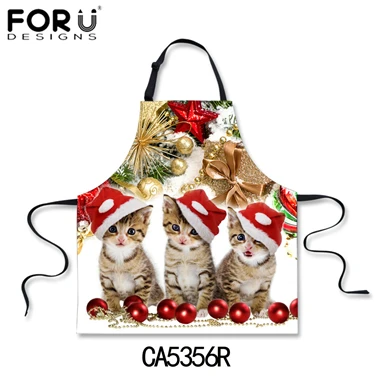 FORUDESIGNS/Merry Рождество кухня фартуки для женщин звавечерние ужин аксессуары животных собака кошка печатных забавные пособия по кулинарии шеф - Цвет: CA5356R