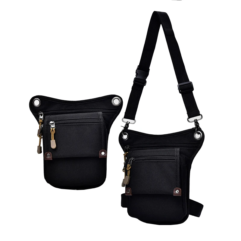 Black Leg Bag Нейлоновая камуфляжная сумка для ног, Модные Мужские поясные сумки, новая тактическая на ремень унисекс, удобная сумка для ног, поясная сумка для мужчин, Горячая Хип-хоп карман - Цвет: Black Leg Bag
