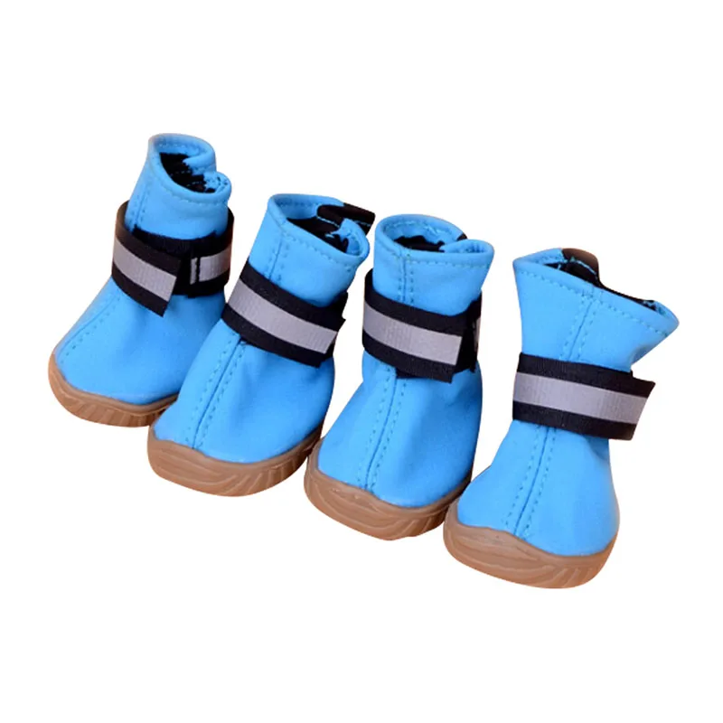 Собачья обувь зимняя Водонепроницаемый собаки; Нескользящие резиновые сапоги с ПЭТ для чихуахуа, кошек, маленькие и большие большой 4 шт./компл
