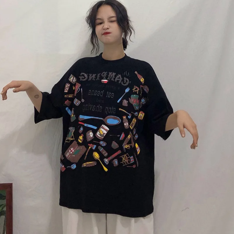 Женская футболка с коротким рукавом и круглым вырезом свободного