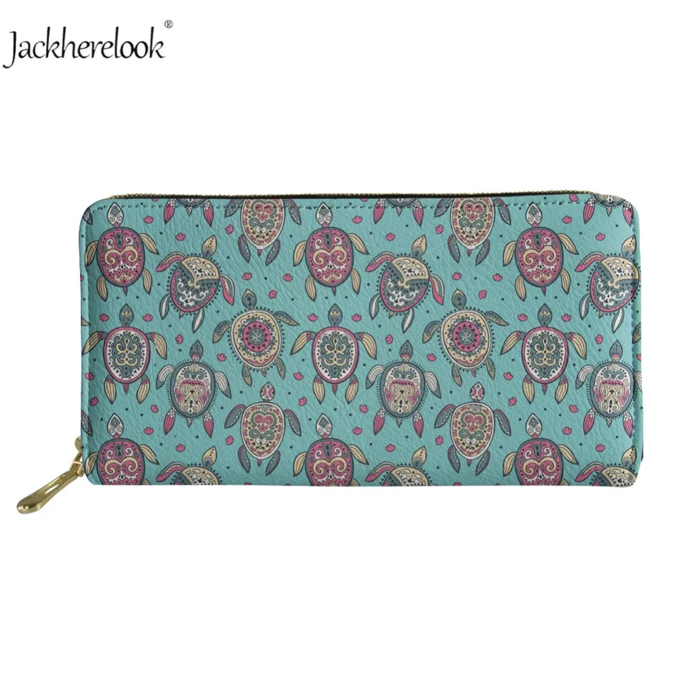 

Модный женский кошелек Jackherelook с забавным принтом морской черепахи, Кожаный клатч, Длинные кошельки для женщин, женский кошелек на молнии, с ...
