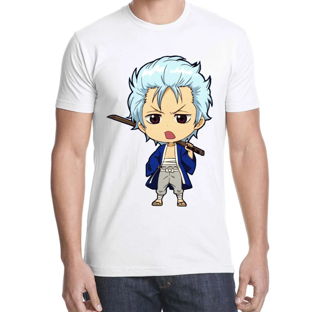 Topjini плюс Размеры Harajuku футболка Gintama Футболка с принтом Для мужчин короткий рукав