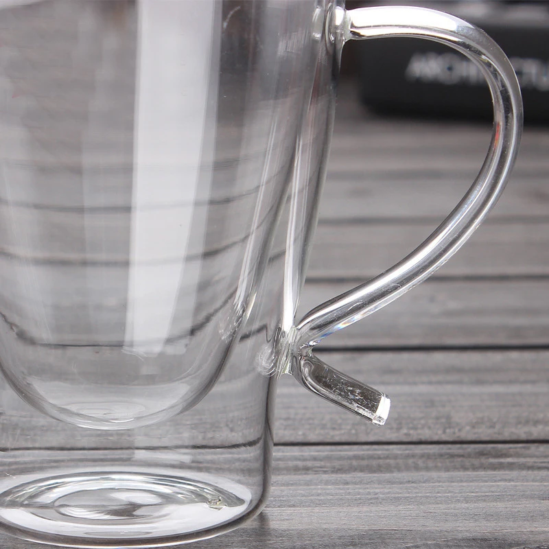 

300ml S-handle Glass Coffee Cup Borosilicate Glass Double Wall Juice Cup Creative Hot Safe Office Household Drinkware