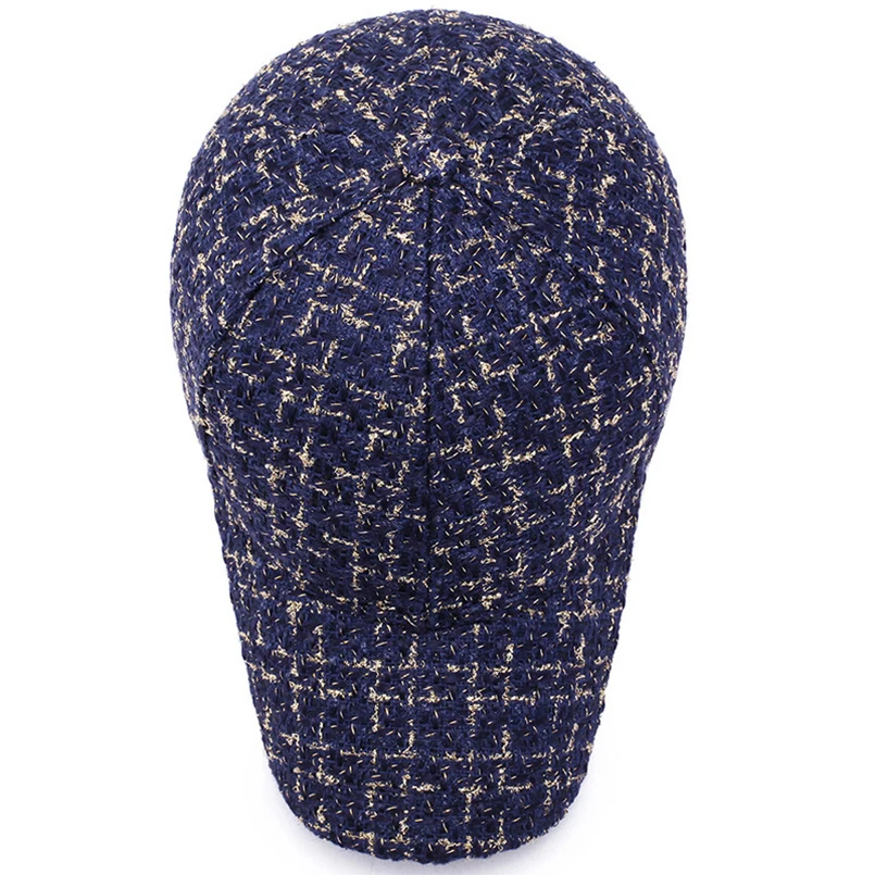 EAGLEBORN New Women Small Plaid Leisure Baseball Cap Fashion Celebrity Cap Weave Stripe Classic Trend for Women Brand Navy Hat