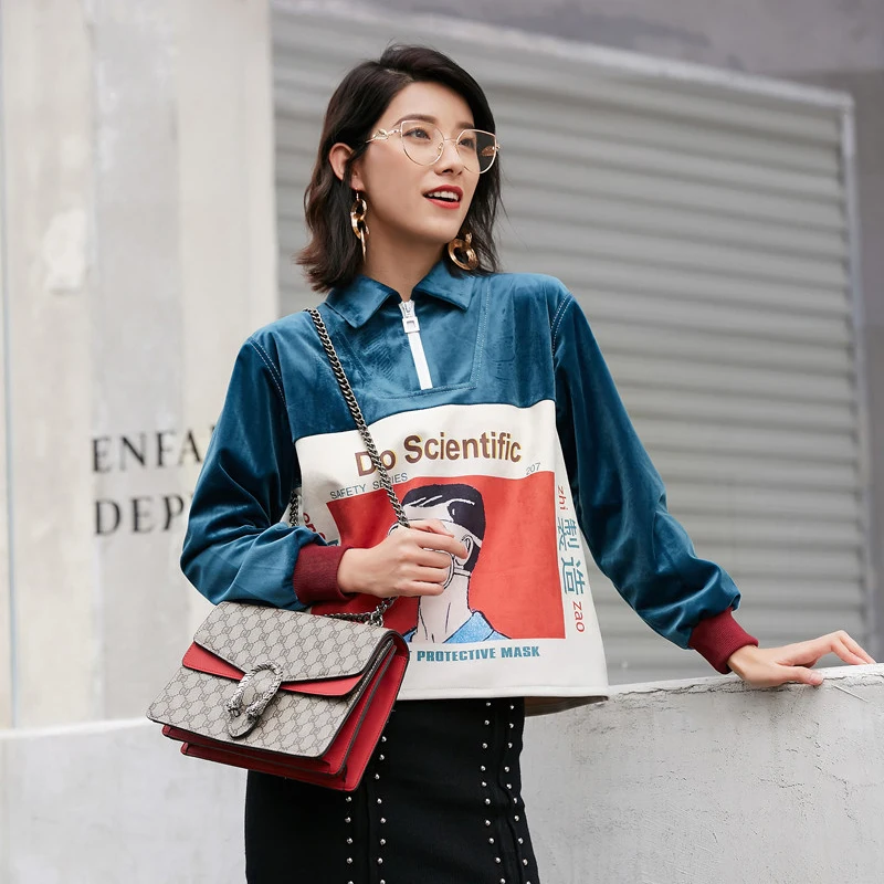 Новый 2018 Harajuku теплые уличная письмо мультфильм печатных бархат Свободные