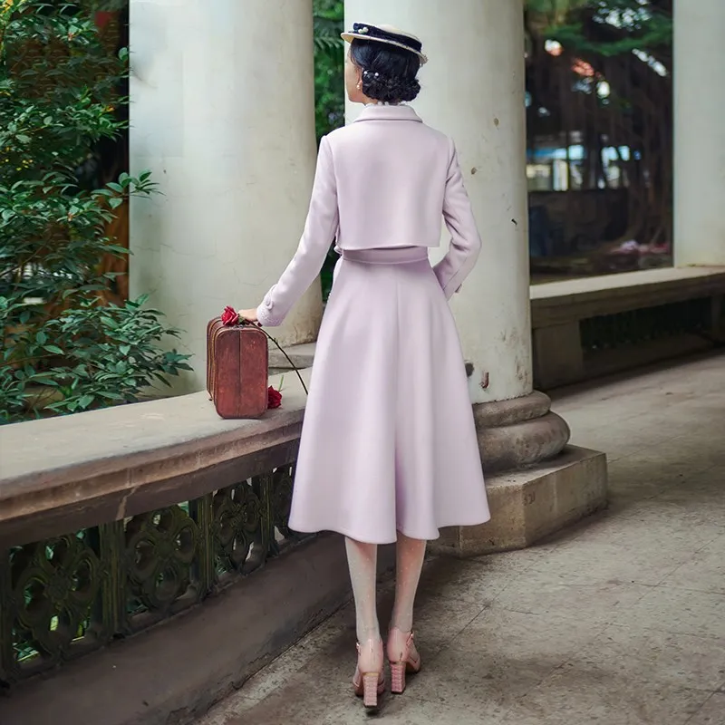 2018 зимнее женское пальто винтажное Ретро Вышивка однобортное шерстяное