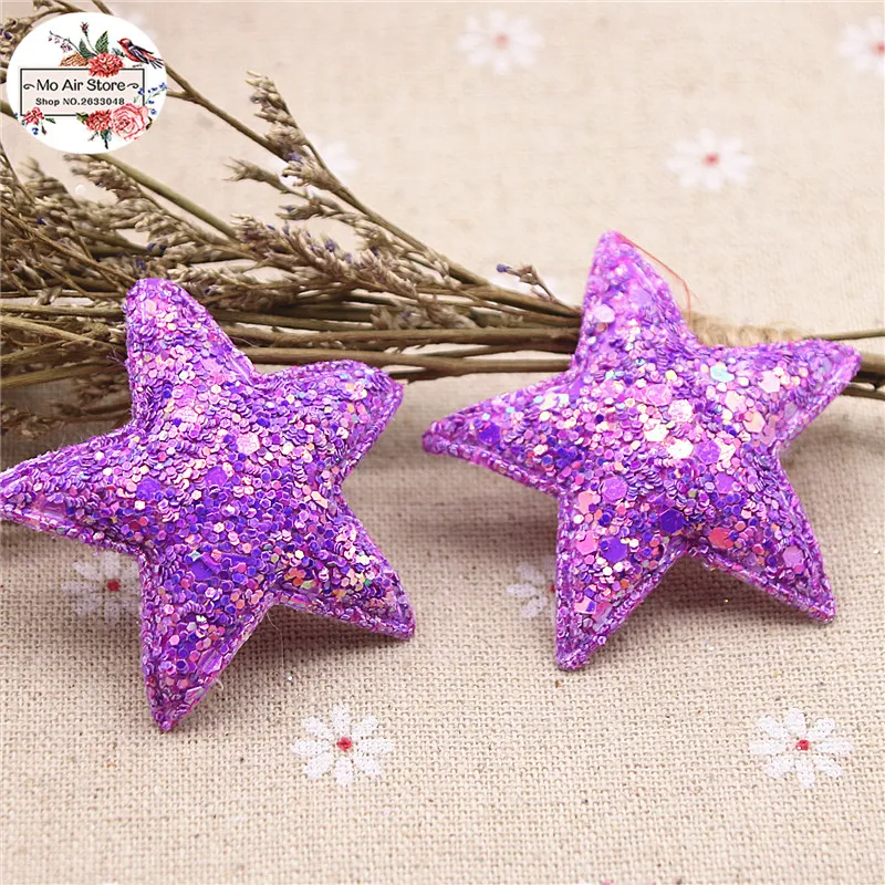 

12pcs bling slap-up star Non-woven patches glitter Felt Appliques for clothes Sewing Supplies DIY craft hair bow center