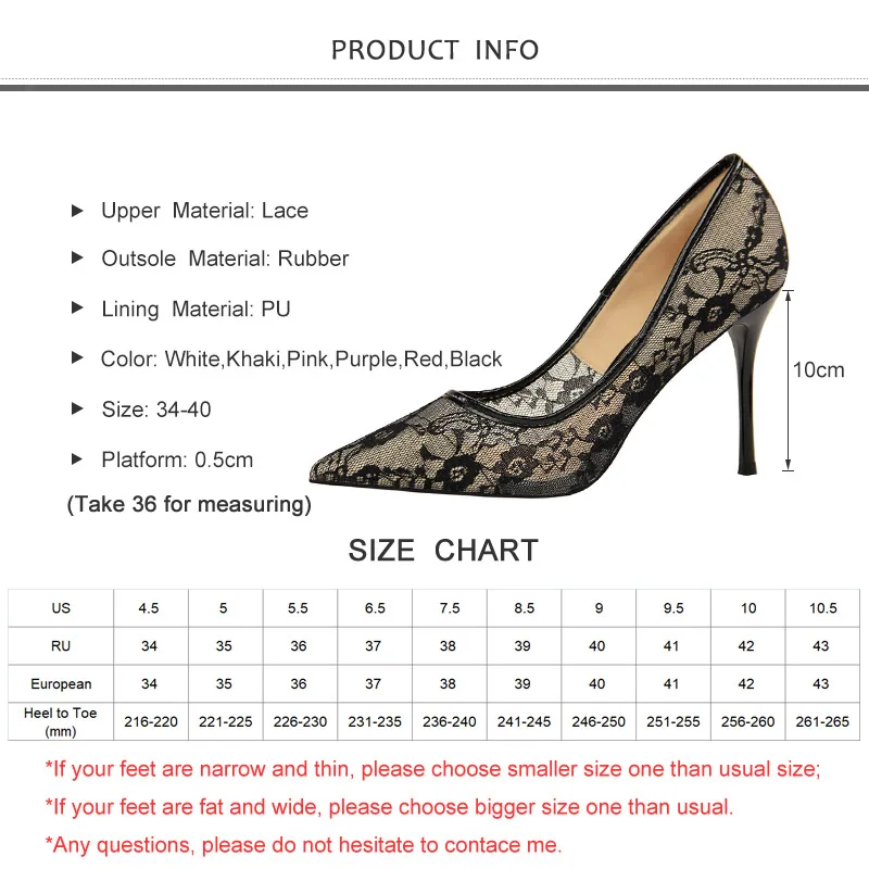 

2019 New Spring/Autumn Women Pumps High Thin Heel Pointed Toe Shallow Sexy Hollow Out Lace Women Shoes Black High Heels