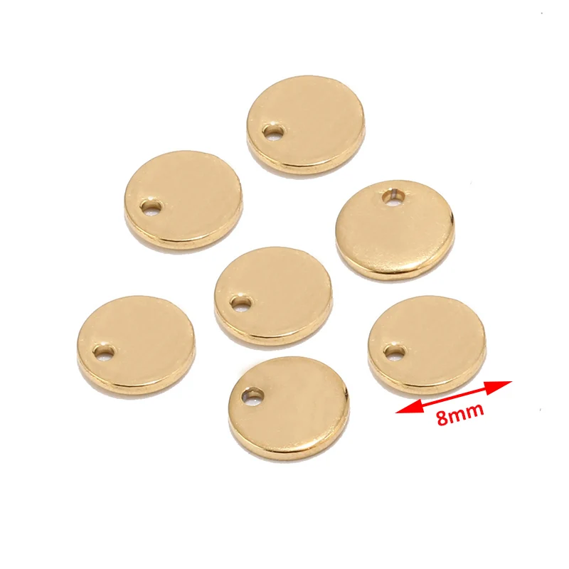 Gold 8mm 50 шт серебро/золото/розовое золото из нержавеющей стали Чистая бирка под штамповку собаки бирки круглые кулоны на заказ с любыми словами 6 мм/8 мм/10 мм - Окраска металла: Gold 8mm