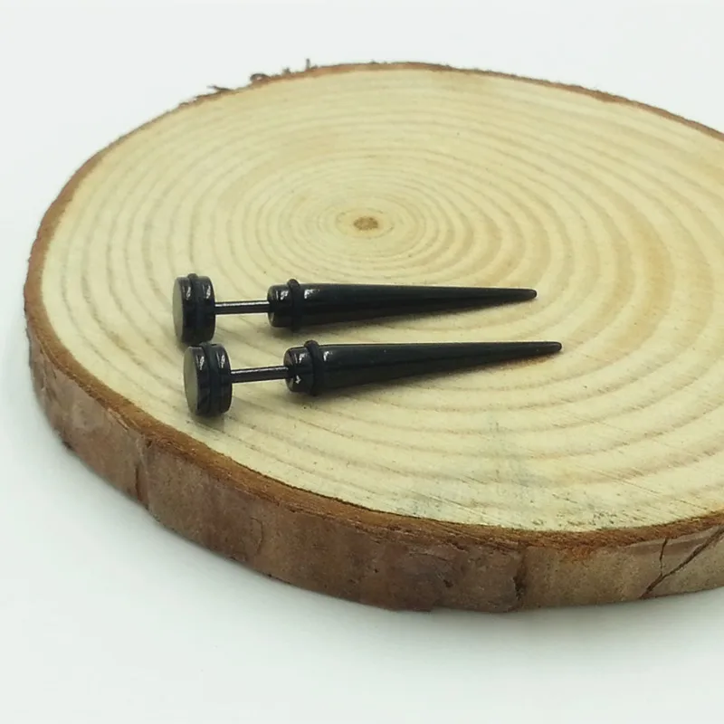 Модные серьги-шпильки с черным покрытием из нержавеющей стали длинные