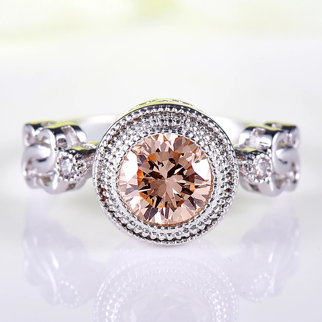 Lingmei мода круглой огранки Jewelry Кольцо Набор шампанское аксессуары Подарки для
