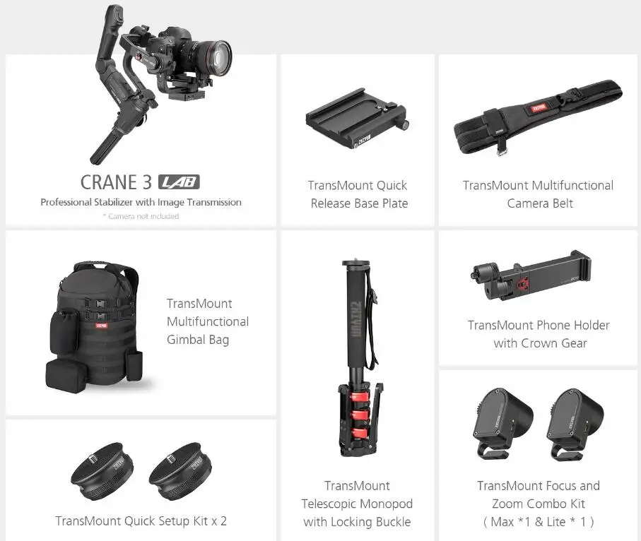 Zhiyun Crane 3 Lab 3-осевой ручной карданный Стабилизатор камеры Viatouch steadicam для dslr камер canon sony pk Crane 2