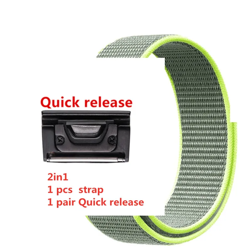 Fluorescent green 26 мм 22 мм быстросъемный нейлоновый ремешок на липучке для Garmin Fenix 3/Fenix 3 HR/Fenix 5 5X forerunner 935 ремешок для наручных часов - Цвет: Fluorescent green