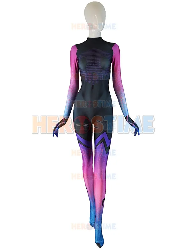Free Shipping 2017 Printing Sombra d.va Costume Undersuit Girl Cosplay Game Superhero Spandex Zentai Catsuit |