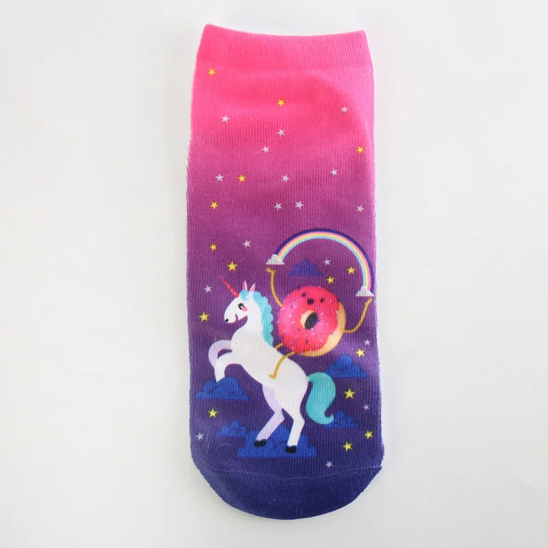 15 Trend Cute 3D Print Socks Women Ankle Socks Cartoon Animal Unicorn 3D Printing Sock Art Socks female - Цвет: 15