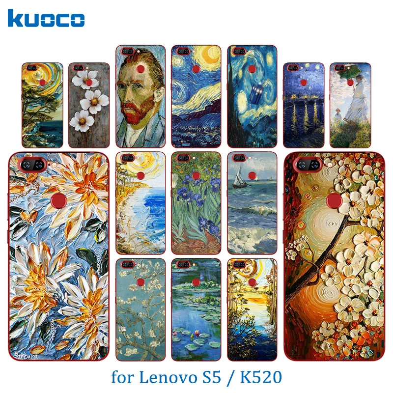 for Lenovo S5 Full Protective Back Cover 5.7&quot K520 Soft TPU Clear Silicone Fundas Van Gogh Pattern |