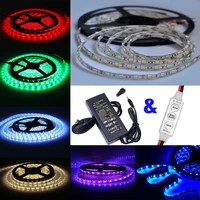 12v decorative led flexible strip light 300 led 5m 5050 smd waterproof decoration dimmer controller 6a power adapter