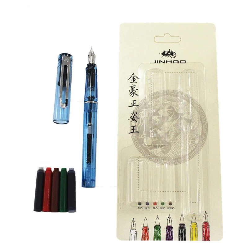 Jinhao599A чернильная авторучка ярких цветов с чернильным картриджем подарочный набор для студентов каллиграфия пластиковые ручки для письма