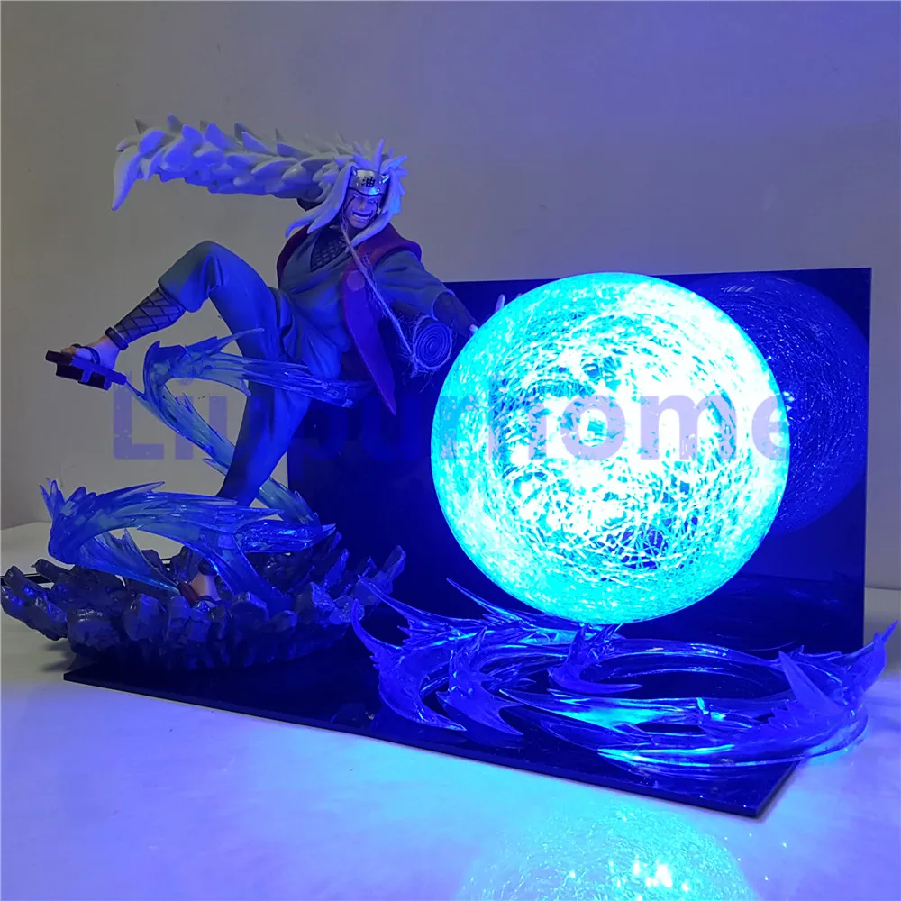 Наруто фигурку Jiraiya Rasengan Led сцена модель игрушки Аниме Shippuden figuras coleccion США ЕС вилка