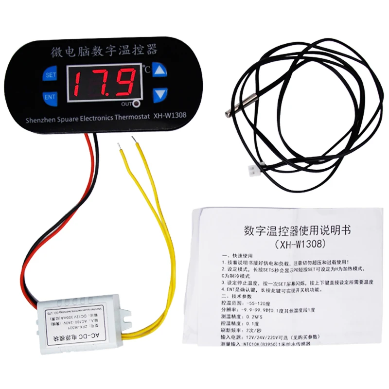 

W1308 Adjustable Digital Heat Cool Temp Temperature Controller Thermostat Control Switch Module 12V with Sensor probe 40%