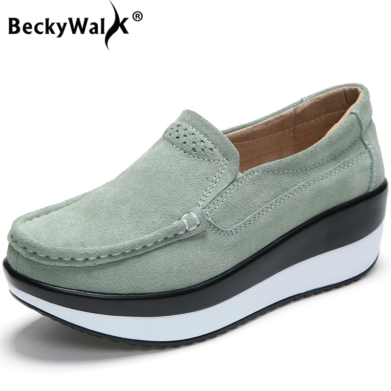 Женские кроссовки на платформе BeckyWalk повседневные Замшевые слипоны из