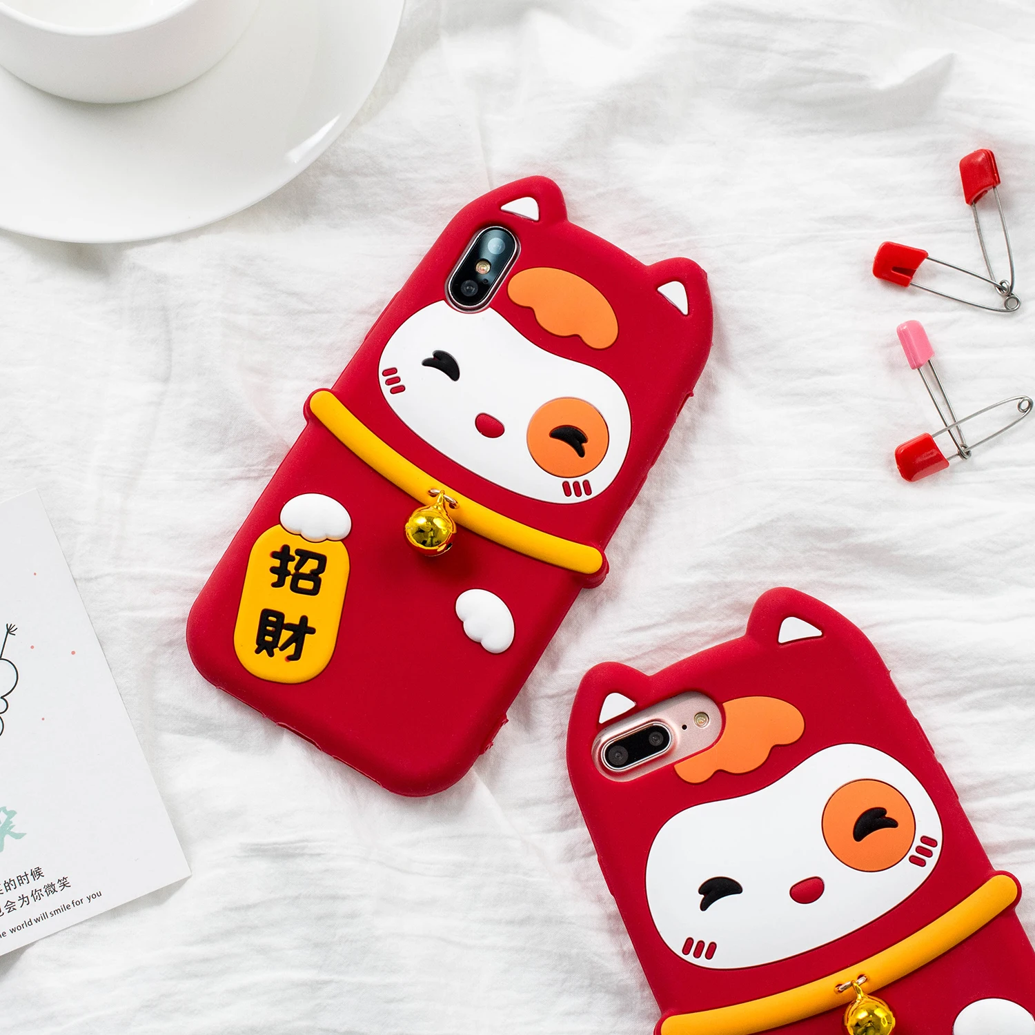 Для iphone X Lucky Cat Силиконовый чехол для 7/7 plus/6 S plus 8 манэки-нэко \ праздничный мягкий